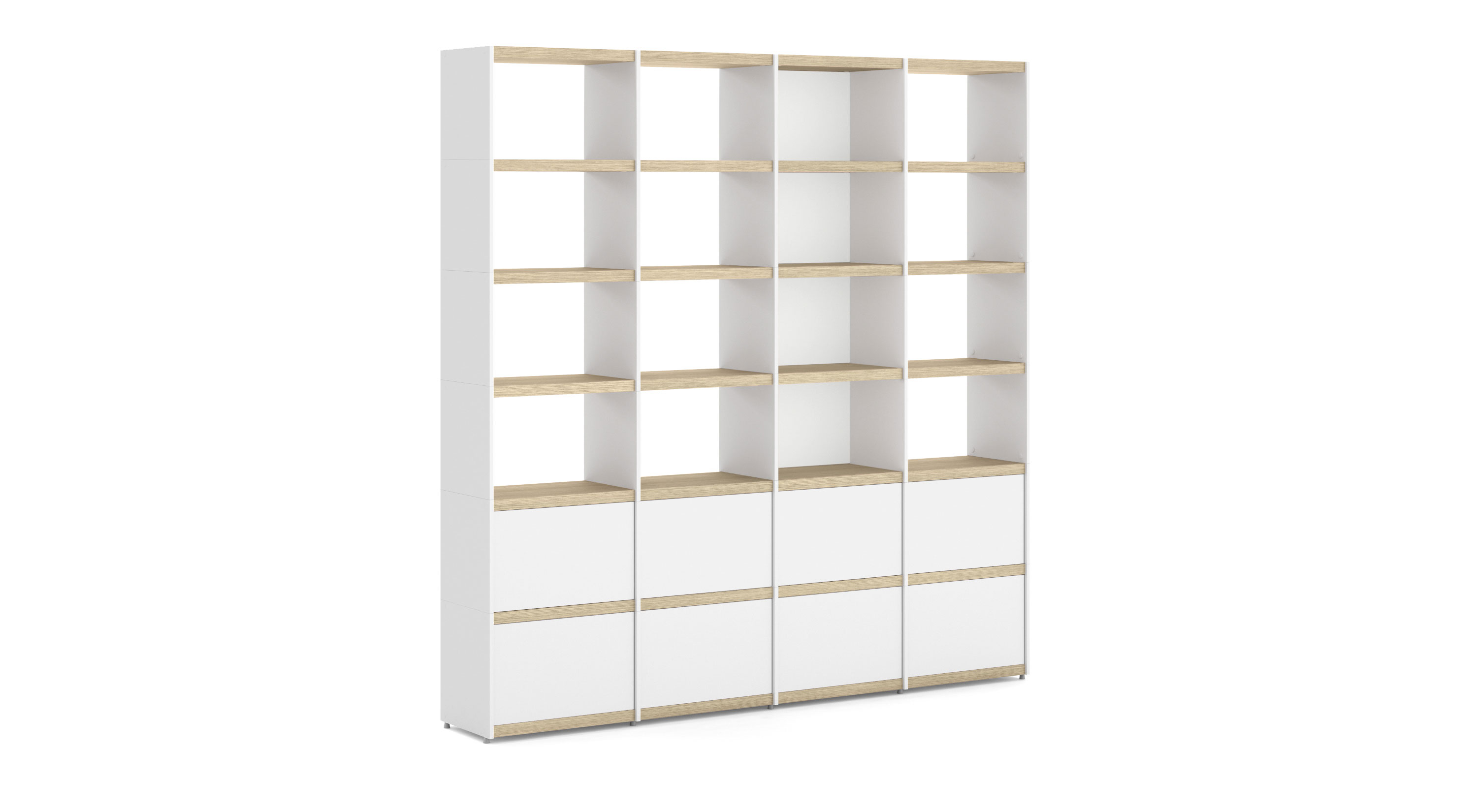 YOMO 4x6-P Bücherregal | 224x225x35 | (LxHxT) eiche/weiß cm