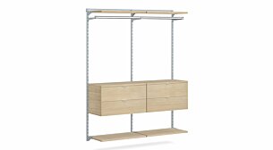 WALK-IN L-206 Schranksystem | 165x200x45 cm (LxHxT) | eiche/grau